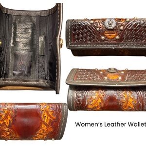 Source Unknown Elegant Brown and Orange Leather Wallet